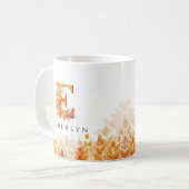 モノグラムイニシャルE紅葉 コーヒーマグカップ (正面左)