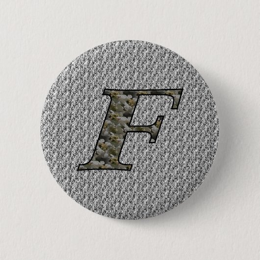 モノグラムイニシャルFアジサイフラワー 缶バッジ (正面)