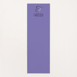 モノグラムイニシャルF水彩フラワーラベンダー ヨガマット