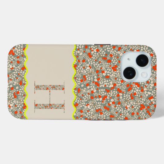 モノグラムイニシャルH緑と赤の小さな花 Case-Mate iPhoneケース (裏面 (横))