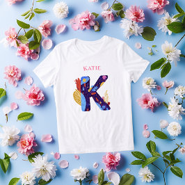 モノグラムイニシャルKのカラフルな誕生日ギフト トライブレンドTシャツ