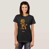 モノグラムイニシャルK ゴールドの芍薬の花 パーソナライズド Tシャツ (正面フル)