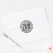 モノグラムイニシャルMアジサイの花のオーダーメイド ラウンドシール (封筒)