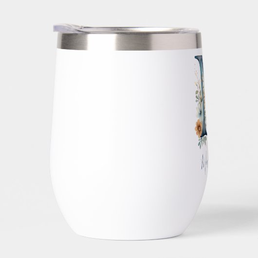 モノグラムイニシャルMブルーフローラ水色ギフト彼女 (右面)