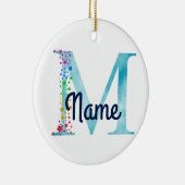 モノグラムイニシャルMレインボースターデザイン セラミックオーナメント (右)