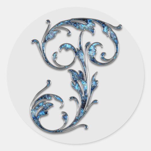 モノグラムイニシャルPステッカー ラウンドシール (正面)