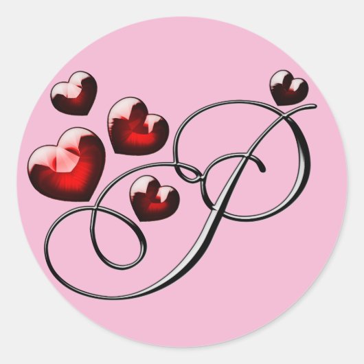 モノグラムイニシャルPステッカー ラウンドシール (正面)