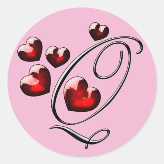 モノグラムイニシャルQステッカー ラウンドシール (正面)