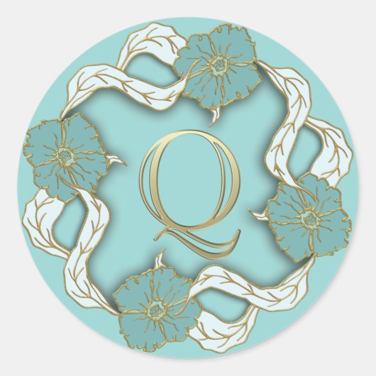 モノグラムイニシャルQステッカー ラウンドシール (正面)