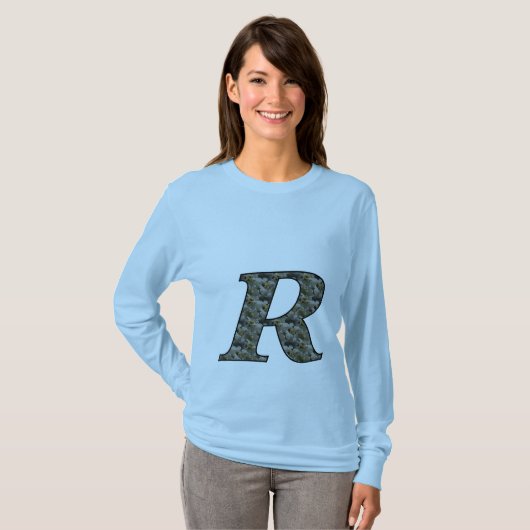 モノグラムイニシャルRアジサイフローラTシャツ Tシャツ (正面フル)