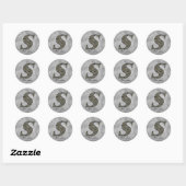 モノグラムイニシャルSアジサイの花のオーダーメイド ラウンドシール (シート)