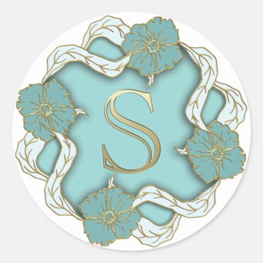 モノグラムイニシャルSステッカー ラウンドシール (正面)