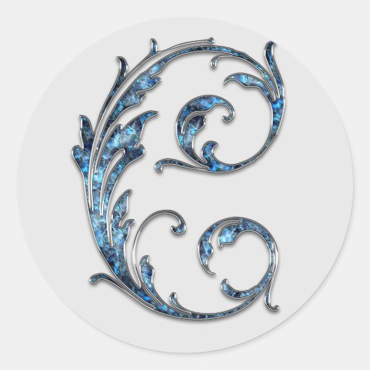 モノグラムイニシャルSステッカー ラウンドシール (正面)