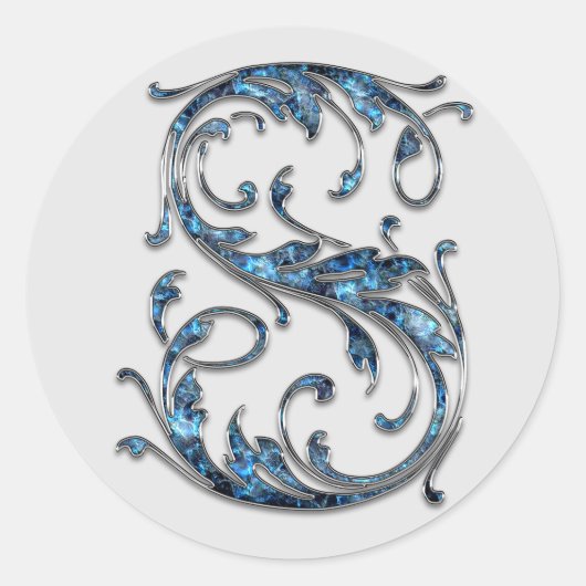 モノグラムイニシャルSステッカー ラウンドシール (正面)