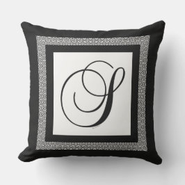 モノグラムイニシャルS白黒 アウトドアクッション