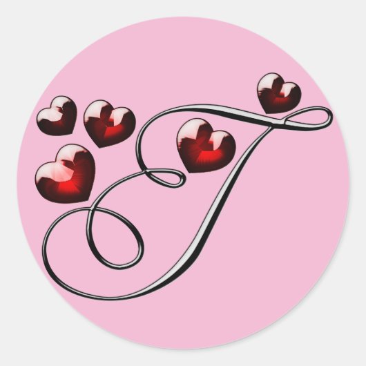 モノグラムイニシャルTステッカー ラウンドシール (正面)