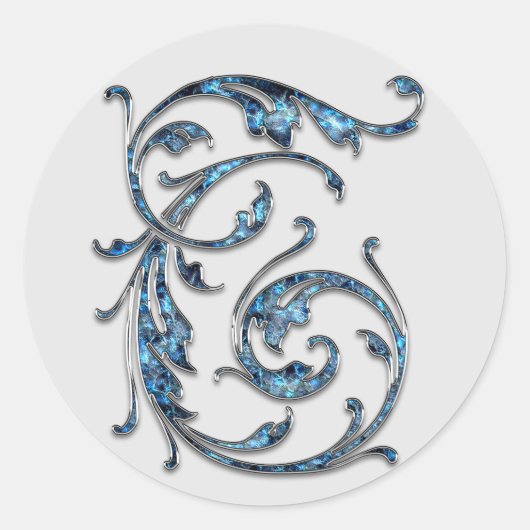 モノグラムイニシャルTステッカー ラウンドシール (正面)