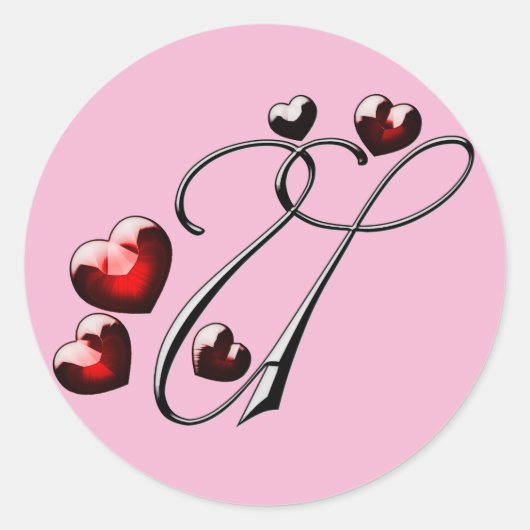 モノグラムイニシャルUステッカー ラウンドシール (正面)