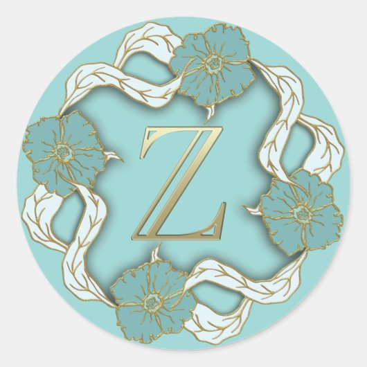 モノグラムイニシャルZステッカー ラウンドシール (正面)