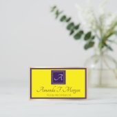 モノグラムイベントプランナー金ゴールドフレームパープルイエロー 名刺 (スタンド正面)
