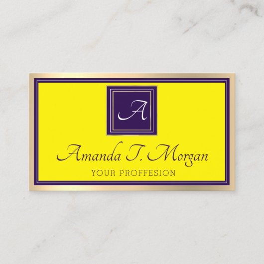 モノグラムイベントプランナー金ゴールドフレームパープルイエロー 名刺 (正面)