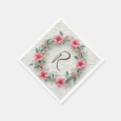 モノグラムインエレガントリースオンレース スタンダードカクテルナプキン (角)