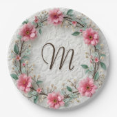 モノグラムインエレガントリースオンレース ペーパープレート (正面)