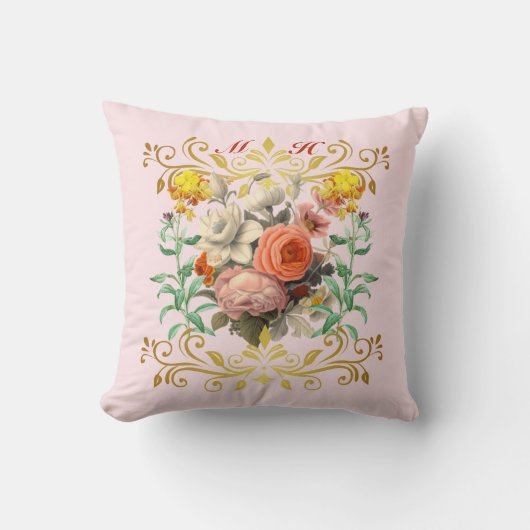 モノグラムイングリッシュガーデンヴィンテージフローラ クッション (正面)
