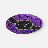 モノグラムインジゴパープルグリッターダシュント ペーパープレート (アングル)