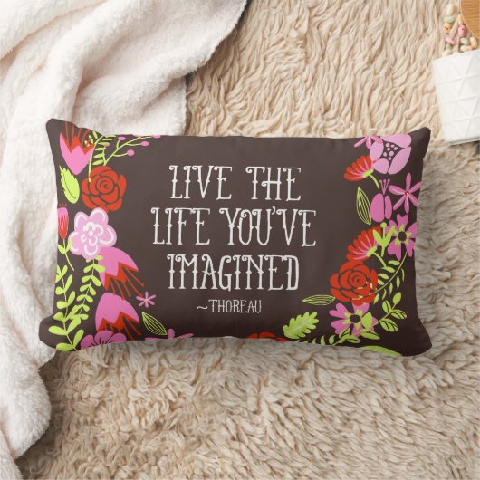 モノグラムインスピレーションライブライフ想像引用文 ランバークッション (ブランケット)