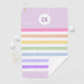 モノグラムインホワイトサークルパステルレインボーストライプズ ゴルフタオル (インサイチュ)