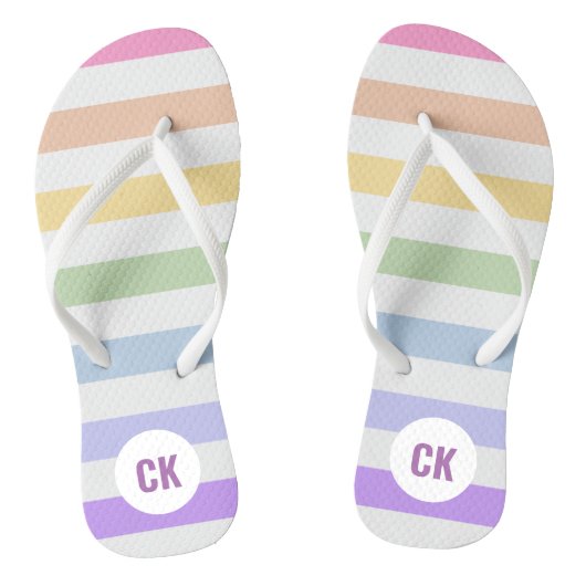 モノグラムインホワイトサークルパステルレインボーストライプズ ビーチサンダル (ソール)