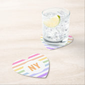 モノグラムインホワイトサークルパステルレインボーストライプズ ペーパーコースター (インサイチュ)