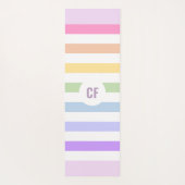 モノグラムインホワイトサークルパステルレインボーストライプズ ヨガマット (裏面)