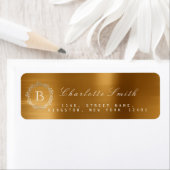 モノグラムインローレルリース金ゴールド差出人住所 ラベル (インサイチュ)