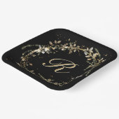 モノグラムイン金ゴールド白熱［赤熱］光を放つリースオンブラック ペーパープレート (傾斜あり)