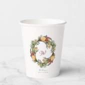 モノグラムウィンタークリスマスリースベビーシャワー 紙コップ (裏面)