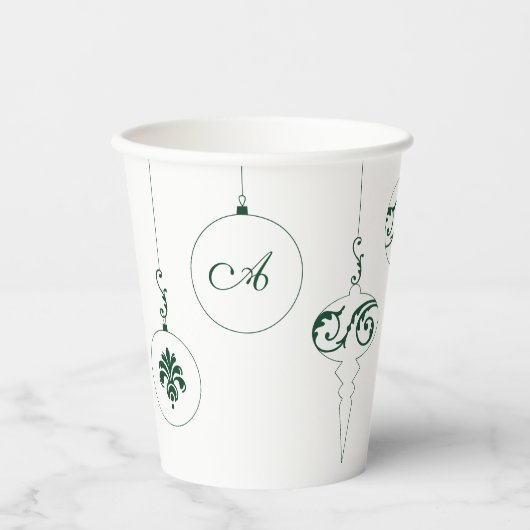 モノグラムウィンターグリーンバウブルオーナメント 紙コップ (正面)