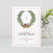 モノグラムウィンターコーンベリーリースメリークリスマス シーズンカード (スタンド正面)