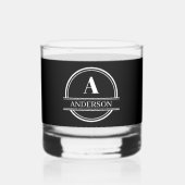 モノグラムウイスキーのガラスの上品な白黒 ウイスキーグラス (正面)