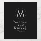 モノグラムウェディングレセプションワインラベルテンプレート ワインラベル (シングルラベル)