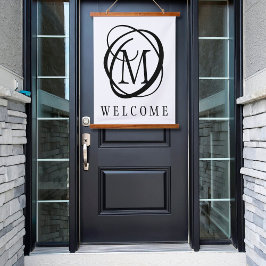 モノグラムウェルカムカスタムの色 吊り下げ型タペストリー