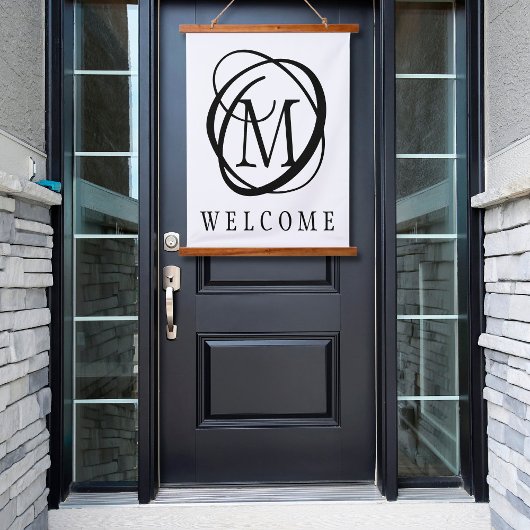 モノグラムウェルカムカスタムの色 吊り下げ型タペストリー