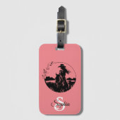 モノグラムウエスタンエクエストランホースエレガント女性のカーボーイ ラゲッジタグ (正面縦)