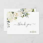 モノグラムウォーターカラーアラバスターバラアジサイ サンキューカード (正面/裏面)