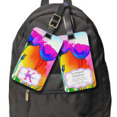 モノグラムウォーターカラーカスタムフローラピンクポピー ラゲッジタグ