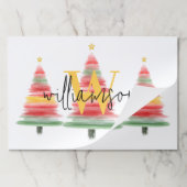 モノグラムウォーターカラークリスマスツリー紙ランチョンマット ペーパーパッド (折り畳み)