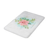 モノグラムウォーターカラーターコイズグラデーションピンクローズ バスマット (アングル)