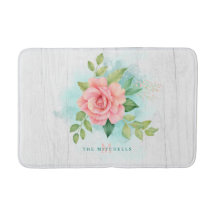 モノグラムウォーターカラーターコイズグラデーションピンクローズ