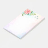 モノグラムウォーターカラーターコイズグラデーションピンクローズ ポストイット (アングル)